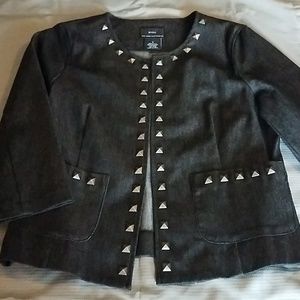New York Clothing Co studded black denim blazer